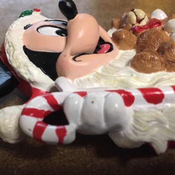 VTG Disney Santa Mickey Mouse In 3D w/Candy Cane & Bear Christmas Ornament 3.5" - Picture 6 of 7